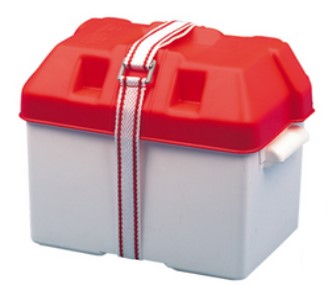 Skrinka na akumulátor 270x190x200mm - bielo/červená